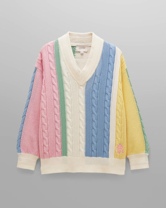 Joules  Dibly Stripe Womens V-Neck Cricket Jumper - Multi | CHO | Designer 