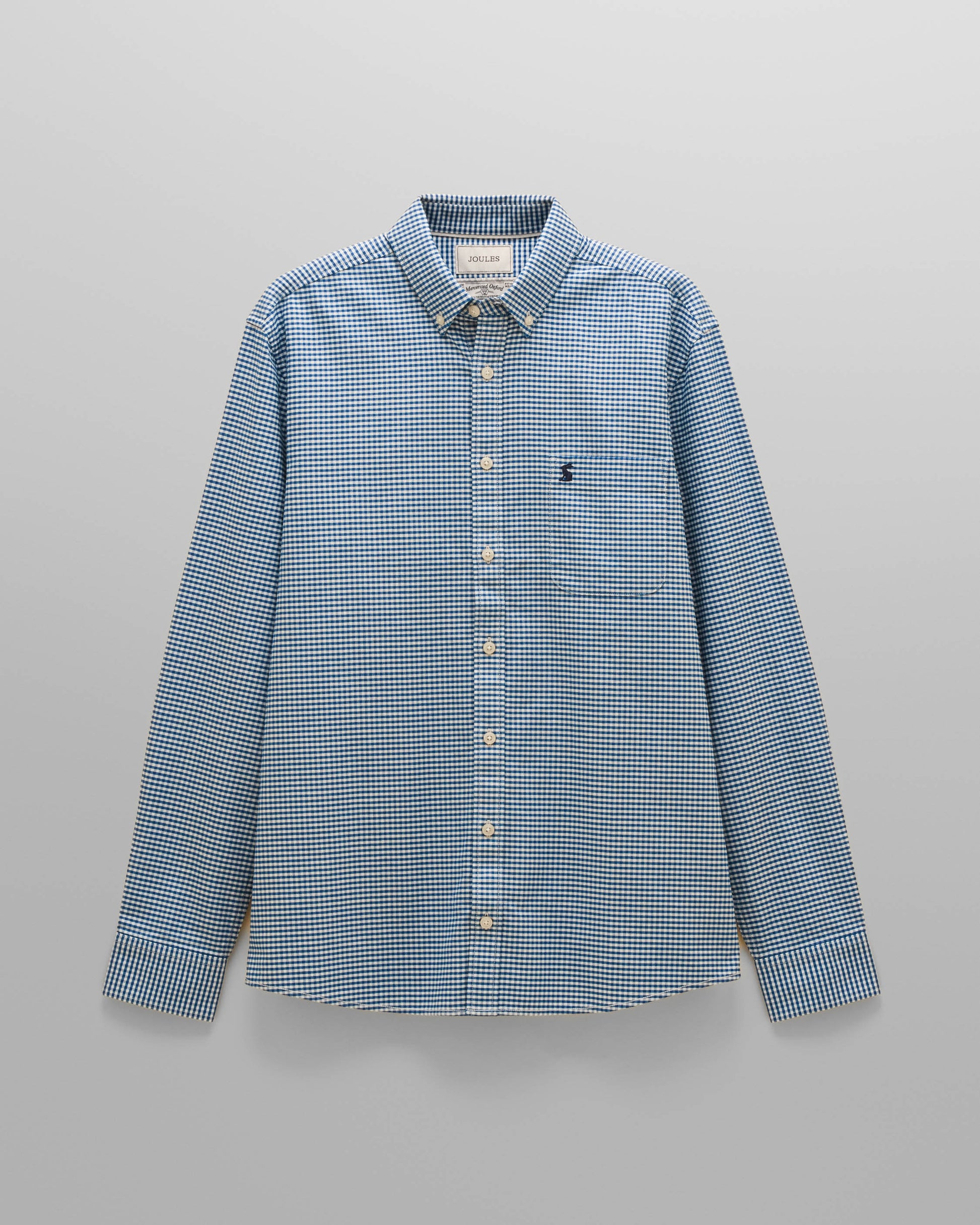 Joules Mens Classic Fit Gingham Oxford Shirt - Navy Check | CHO | Designer Mens Long Sleeve Shirts