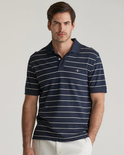 GANT Mens Striped Short Sleeve Polo