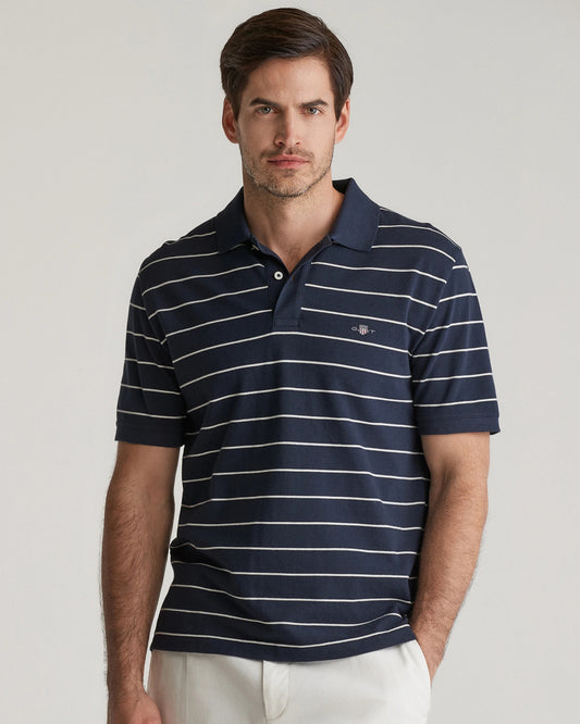 GANT Mens Striped Short Sleeve Polo
