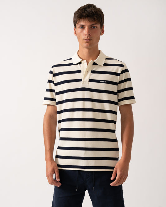 GANT Men Striped Polo Shirt - 130 Cream