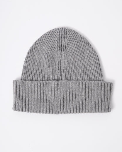 back of a GANT Mens Cotton Blend Logo Beanie in 93 Grey Melange
