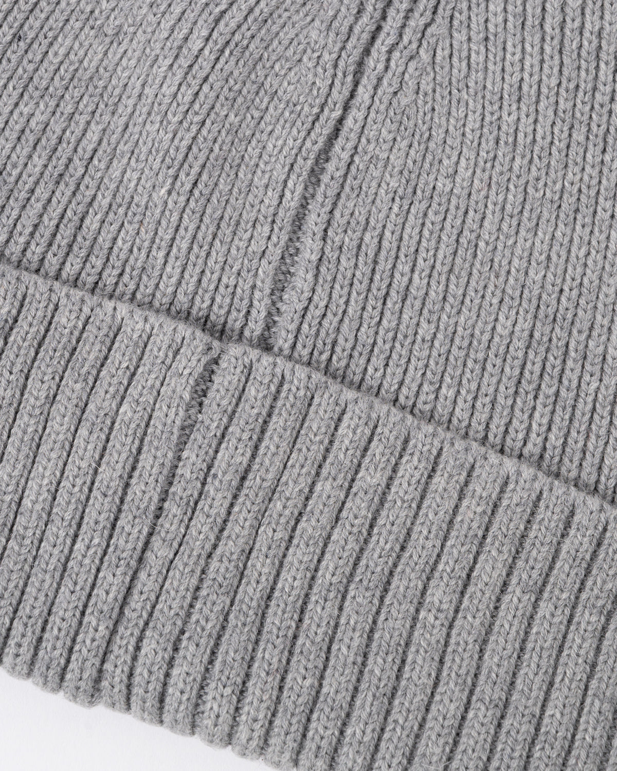texture detail of a GANT Mens Cotton Blend Logo Beanie in 93 Grey Melange