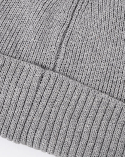 texture detail of a GANT Mens Cotton Blend Logo Beanie in 93 Grey Melange