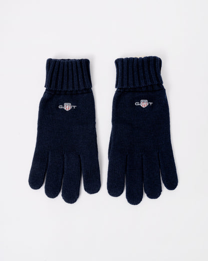Front of the GANT Mens Cotton Blend Logo Gloves - 410 Marine