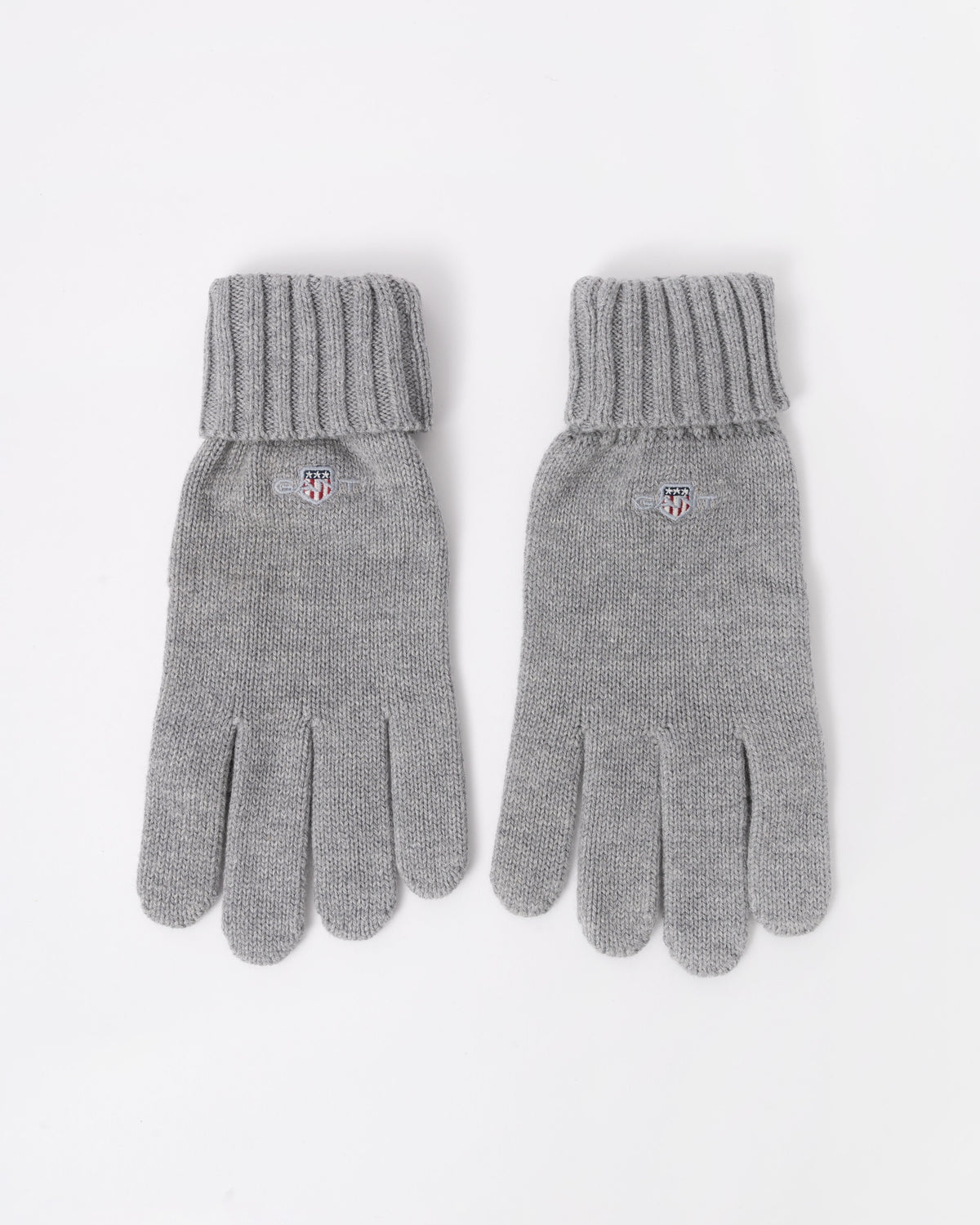 Front of the GANT Mens Cotton Blend Logo Gloves - 93 Grey Melange