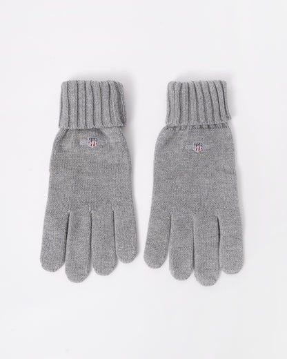 Front of the GANT Mens Cotton Blend Logo Gloves - 93 Grey Melange