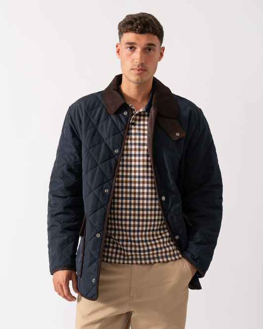 GANT Mens Diamond Quilted Fleece Jacket - 433 Evening Blue