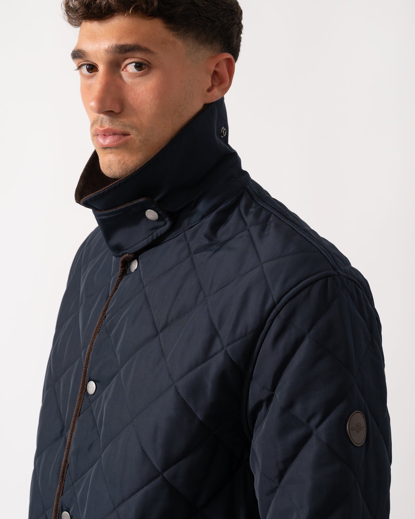 GANT Mens Diamond Quilted Fleece Jacket - 433 Evening Blue