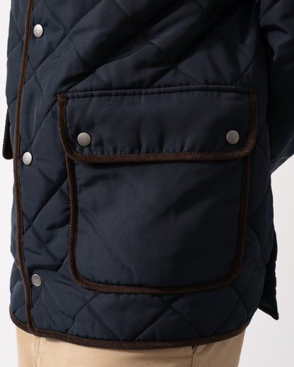 GANT Mens Diamond Quilted Fleece Jacket - 433 Evening Blue