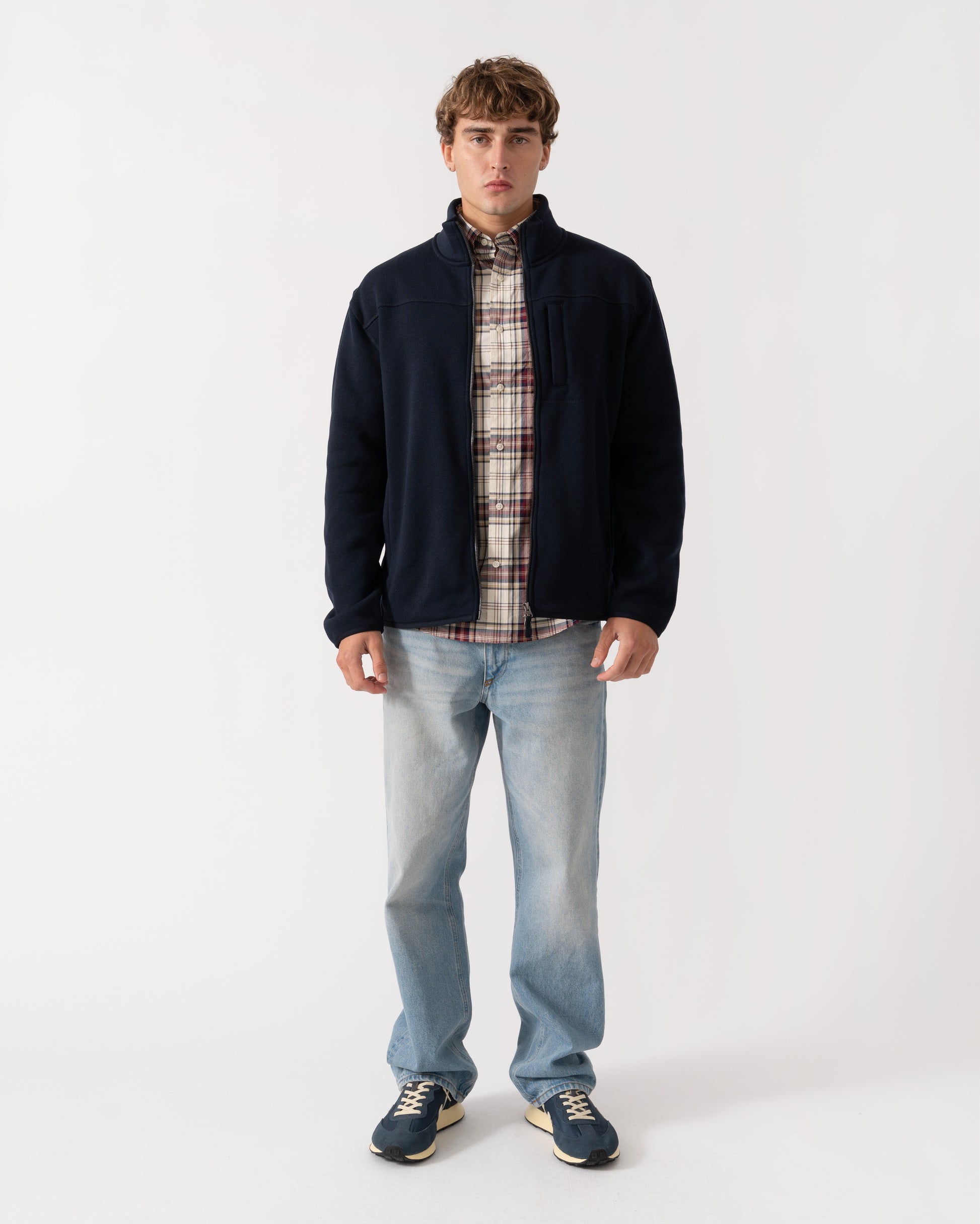 Outfit shot of GANT Mens Fleece Jacket - 433 Evening Blue