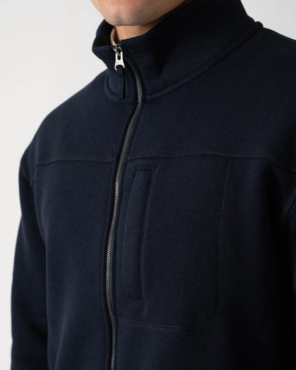 Zip detail of GANT Mens Fleece Jacket - 433 Evening Blue