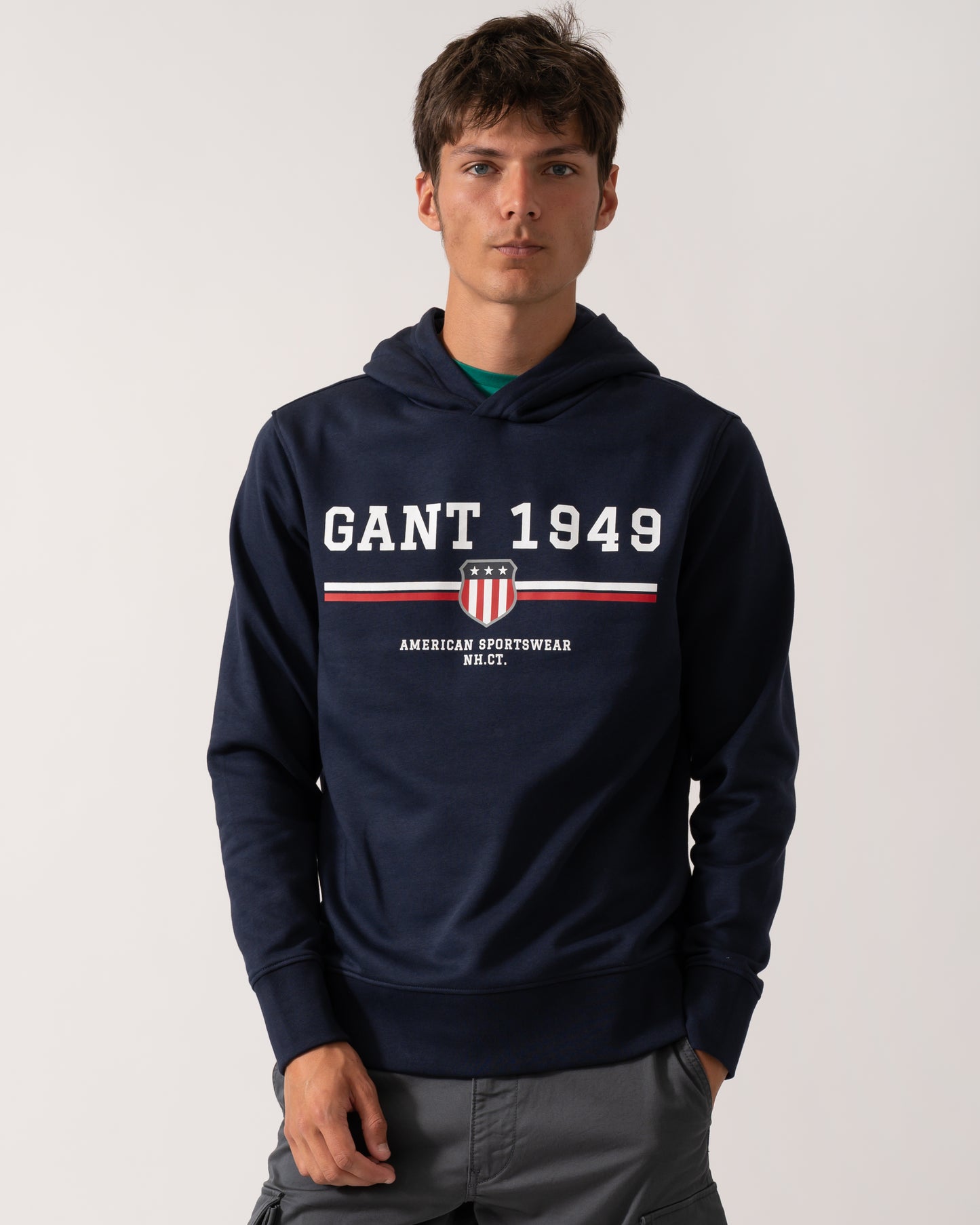 GANT Mens Graphic Pullover Hoodie - 433 Evening Blue