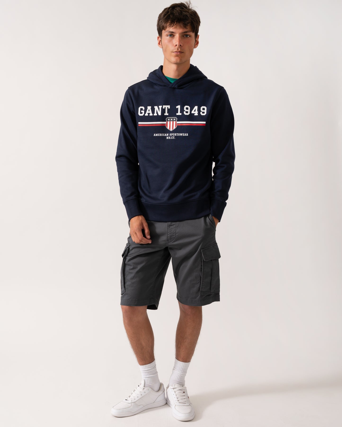 GANT Mens Graphic Pullover Hoodie - 433 Evening Blue