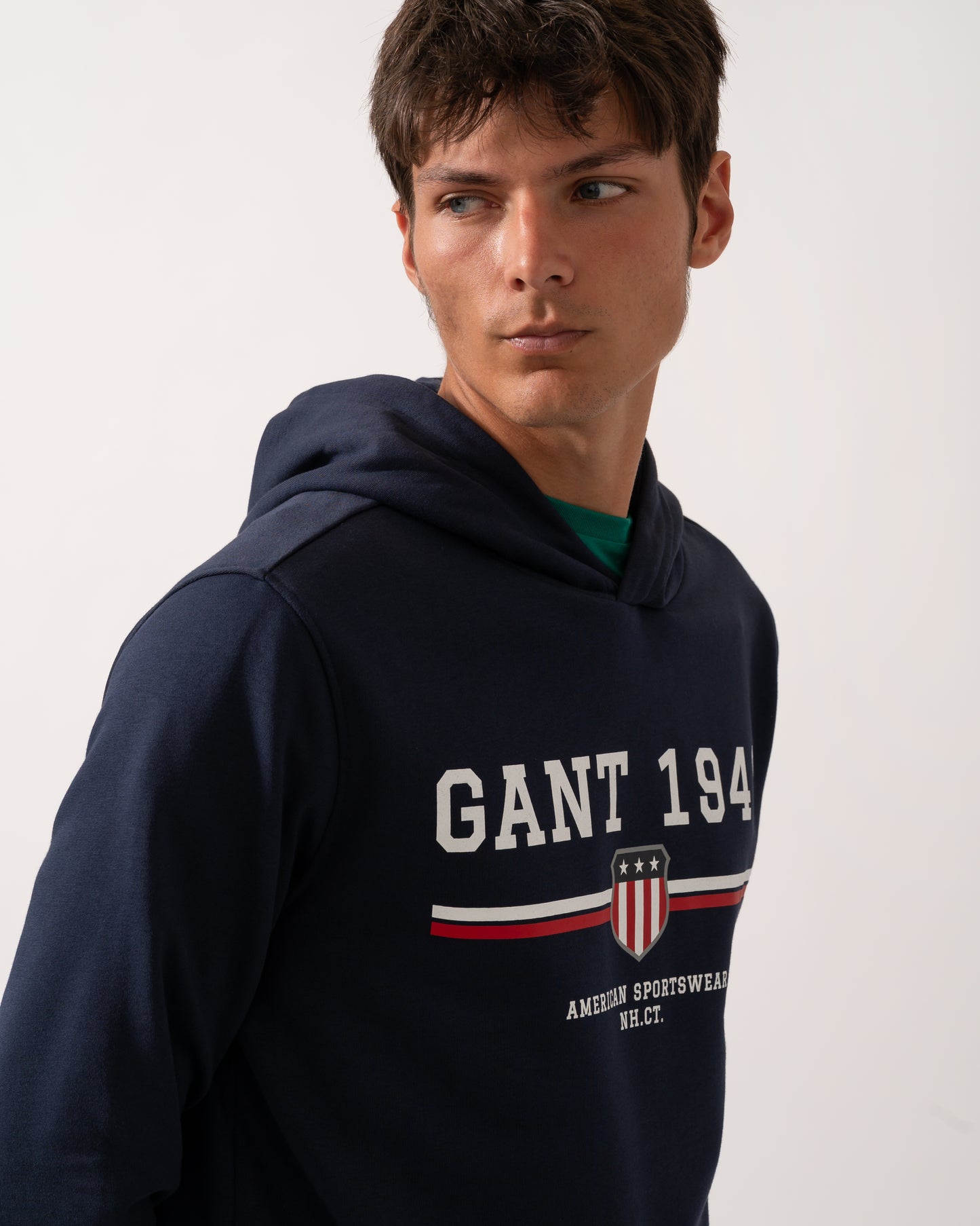 GANT Mens Graphic Pullover Hoodie - 433 Evening Blue