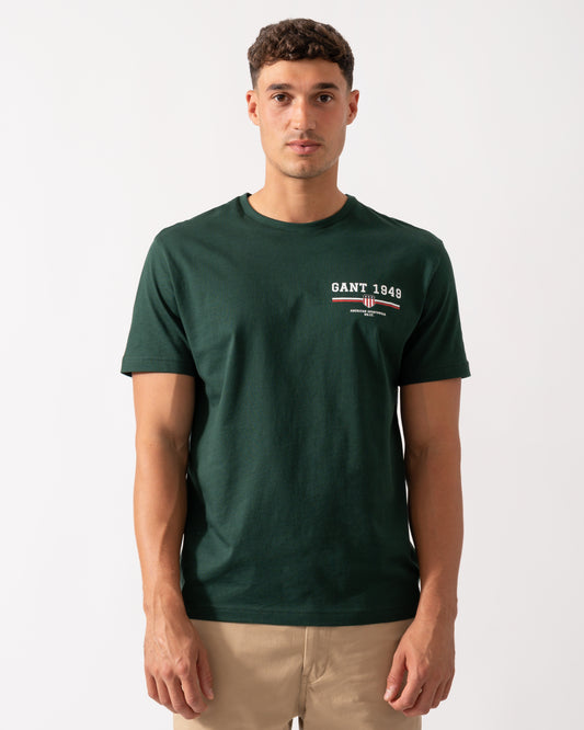 GANT Mens Graphic Short Sleeve T-Shirt - 374 Tartan Green
