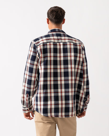 GANT Mens Heavy Twill Check Overshirt - 433 Evening Blue