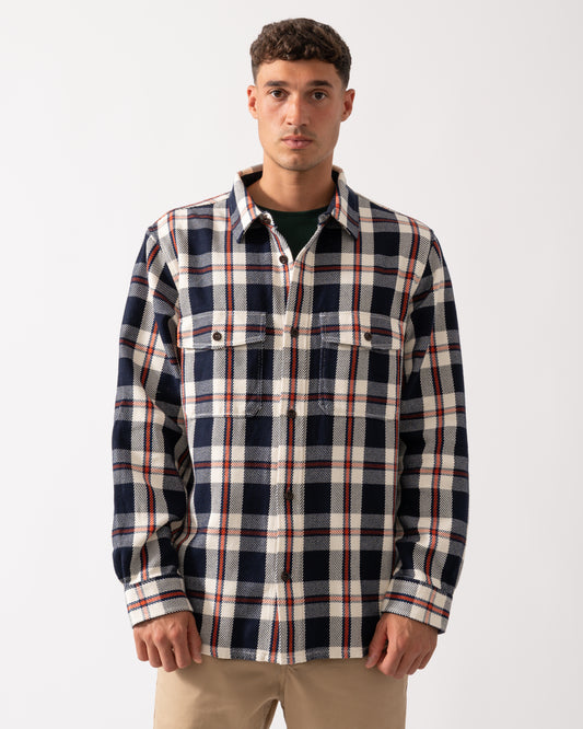 GANT Mens Heavy Twill Check Overshirt - 433 Evening Blue