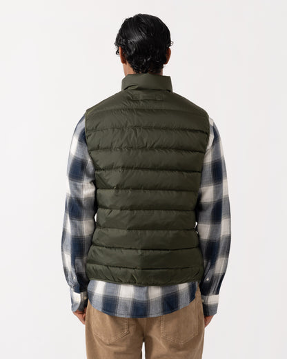 Back of the GANT Mens Light Down Shield Logo Gilet - 368 Dark Moss Green