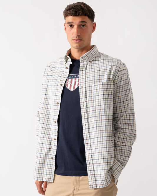 GANT Mens Long Sleeve Twill Check Shirt - 427 Clear Sky