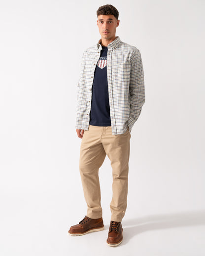 GANT Mens Long Sleeve Twill Check Shirt - 427 Clear Sky