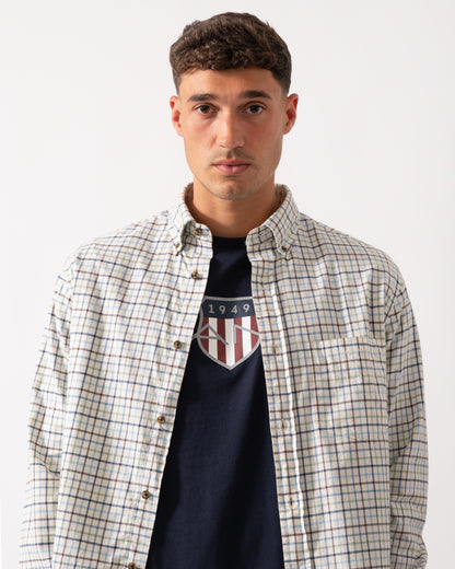 GANT Mens Long Sleeve Twill Check Shirt - 427 Clear Sky
