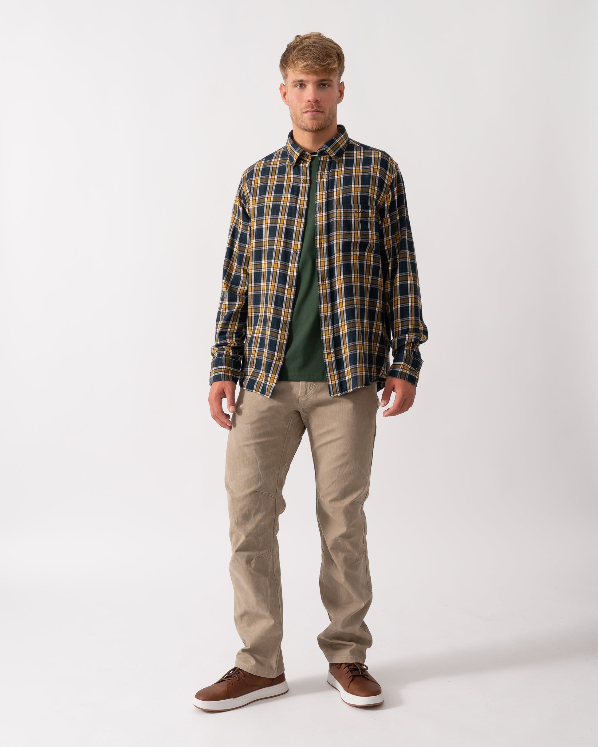 GANT Mens Long Sleeve Windblown Flannel Small Check Shirt - 433 Evening Blue - CHO - Designer Mens Long Sleeve Shirts