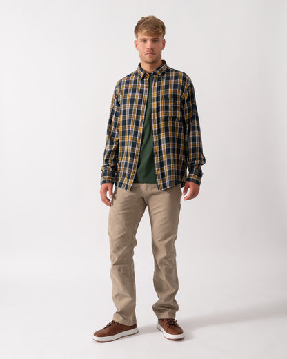 GANT Mens Long Sleeve Windblown Flannel Small Check Shirt - 433 Evening Blue - CHO - Designer Mens Long Sleeve Shirts