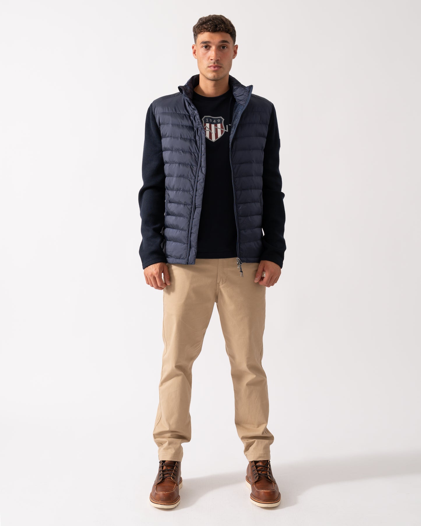GANT Mens Mixed Media Hybrid Jacket - 433 Evening Blue