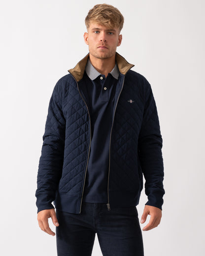 GANT Mens Quilted Cord Collar Full Zip Jacket in Evening Blue