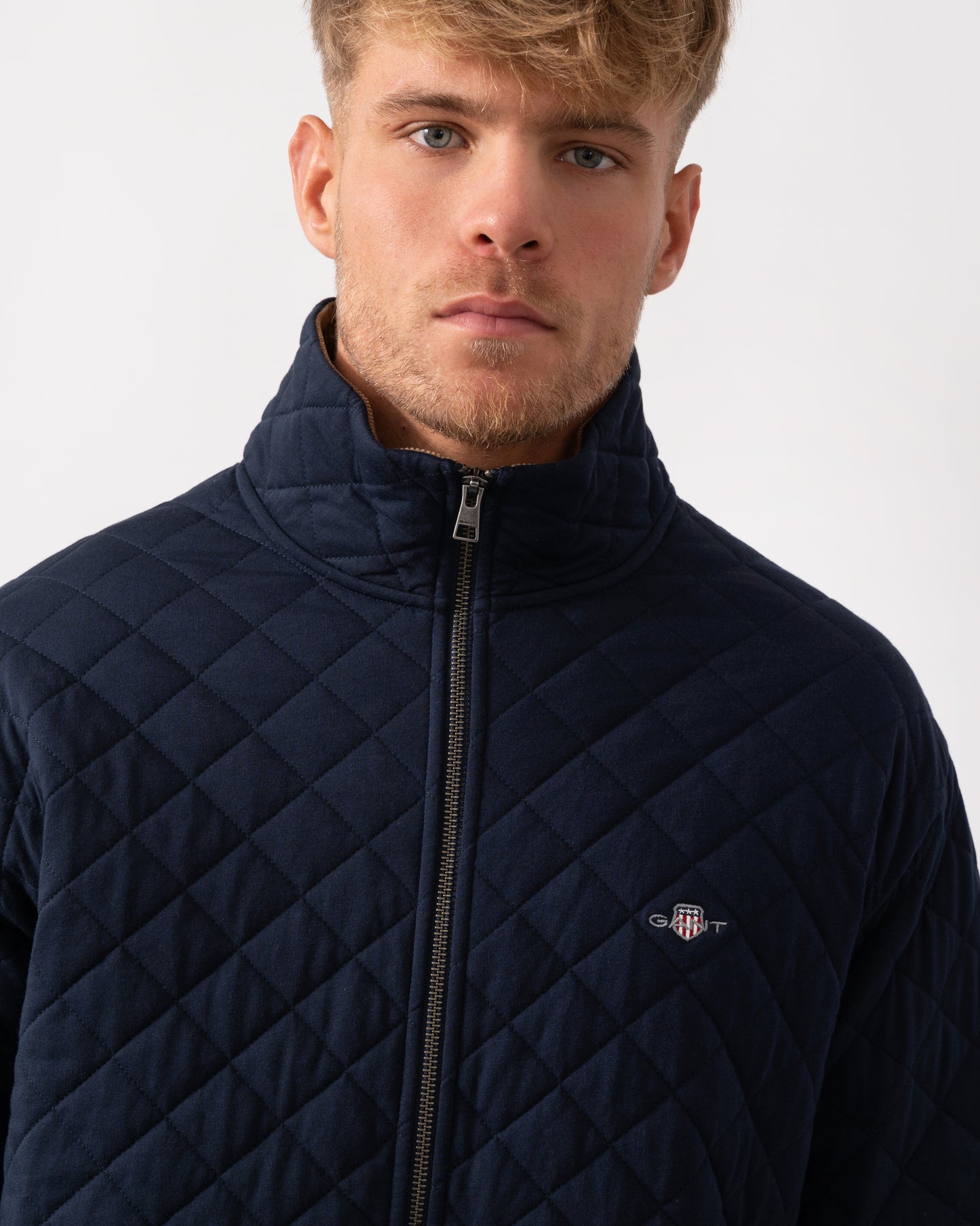 GANT Mens Quilted Cord Collar Full Zip - 433 Evening Blue - CHO - Designer Mens Sweatshirts