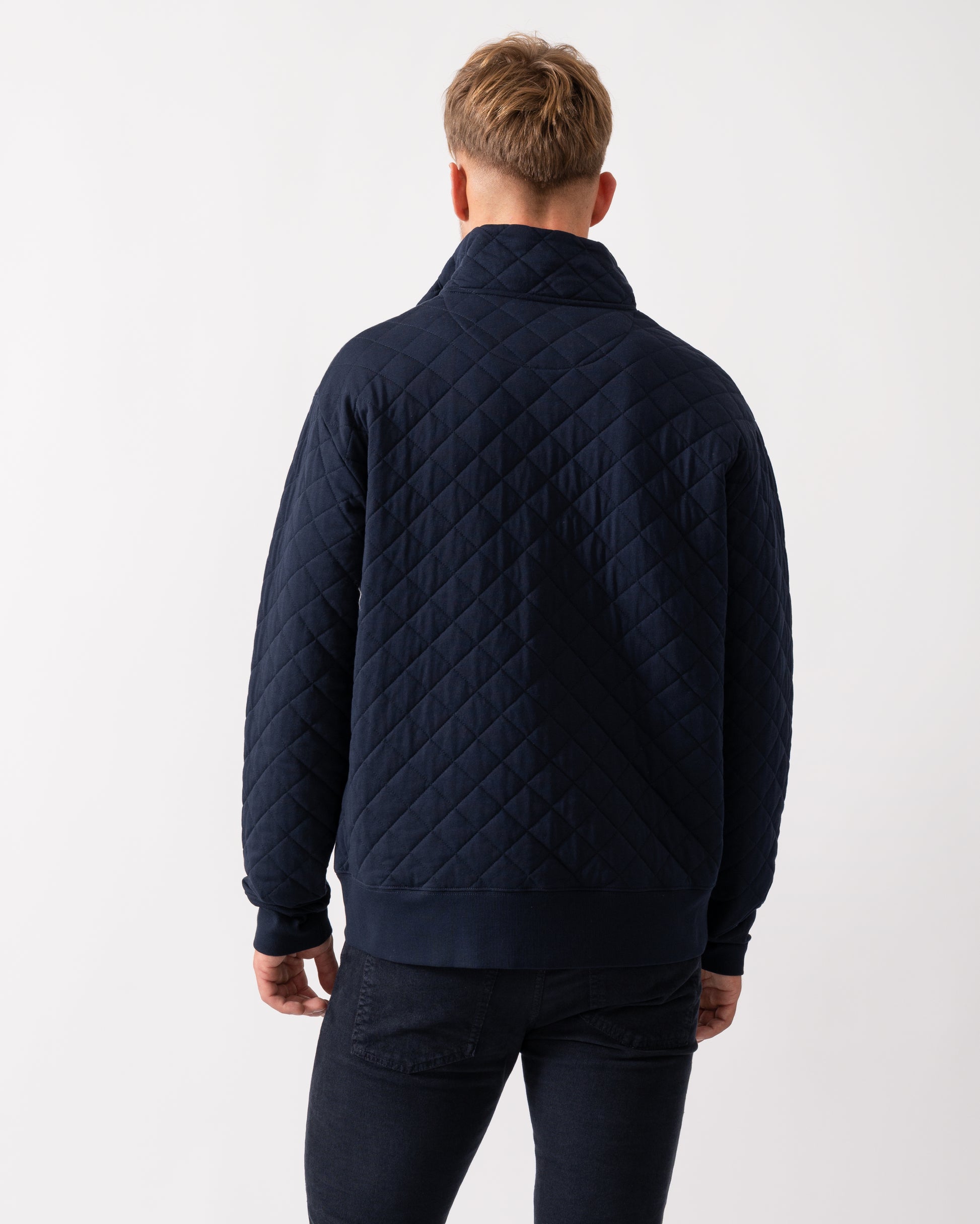 GANT Mens Quilted Cord Collar Full Zip - 433 Evening Blue - CHO - Designer Mens Sweatshirts