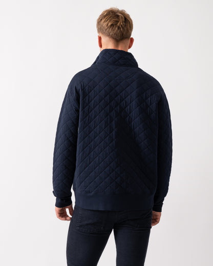 GANT Mens Quilted Cord Collar Full Zip - 433 Evening Blue - CHO - Designer Mens Sweatshirts