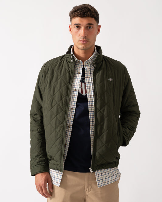 GANT Mens Quilted Windcheater Jacket - 368 Dark Moss Green