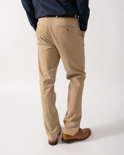 Back shot of a Model wearing GANT Mens Regular Fit Classic Chinos in Dark Khaki