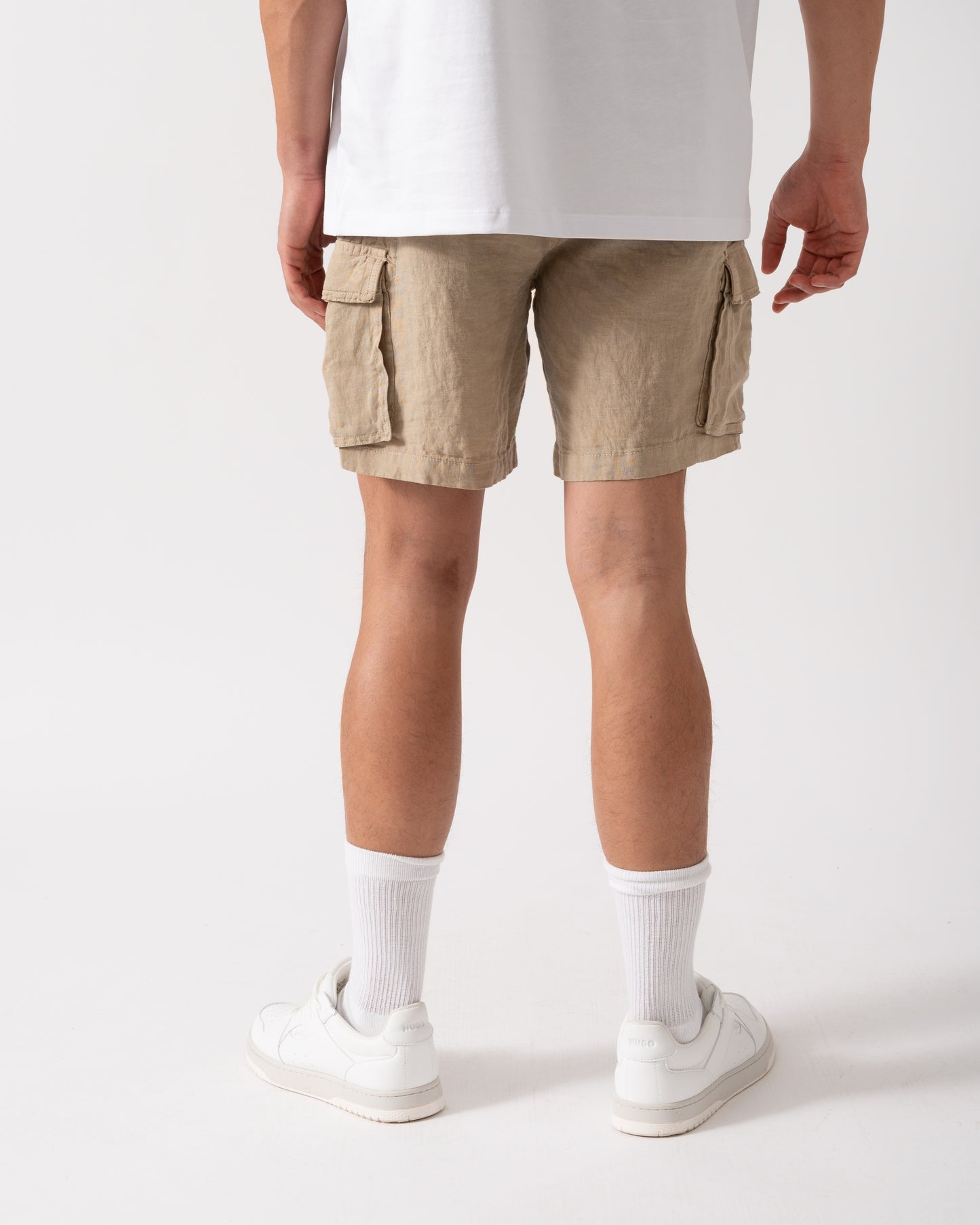 GANT Mens Regular Fit Drawstring Linen Cargo Shorts - 270 Concrete Beige