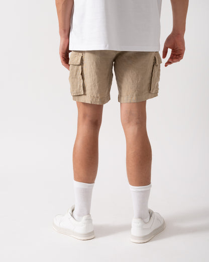 GANT Mens Regular Fit Drawstring Linen Cargo Shorts - 270 Concrete Beige