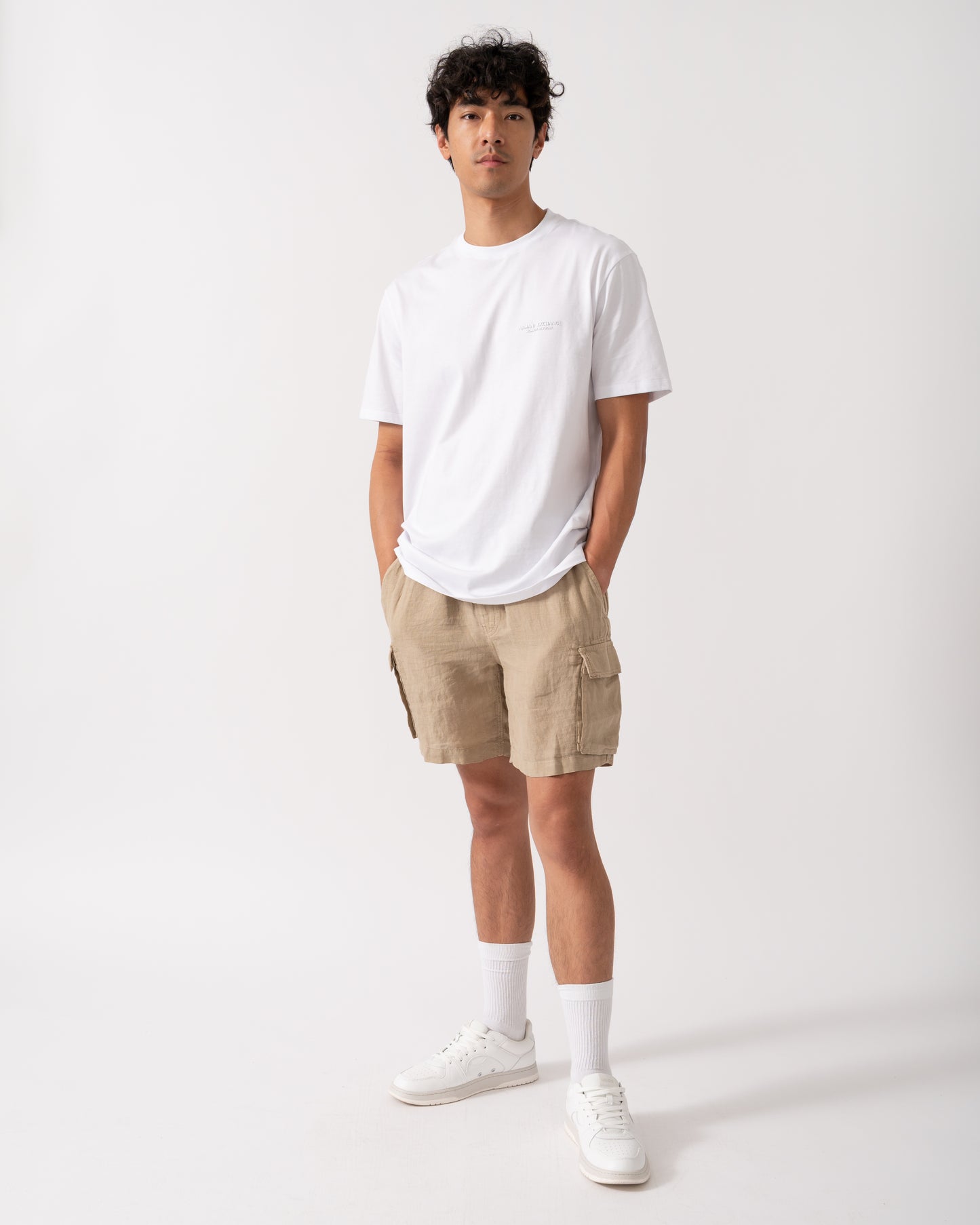GANT Mens Regular Fit Drawstring Linen Cargo Shorts - 270 Concrete Beige