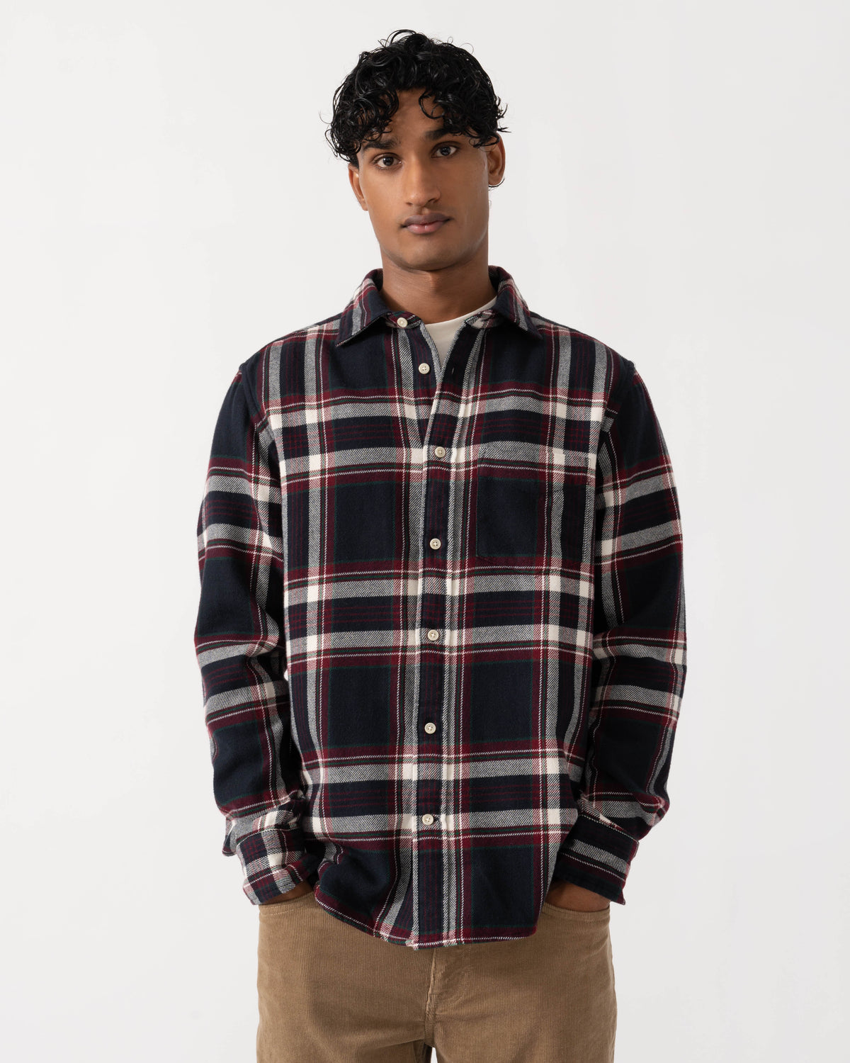 Front of the GANT Mens Regular Fit Flannel Check Shirt - 433 Evening Blue