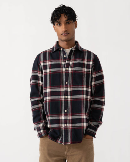 Front of the GANT Mens Regular Fit Flannel Check Shirt - 433 Evening Blue