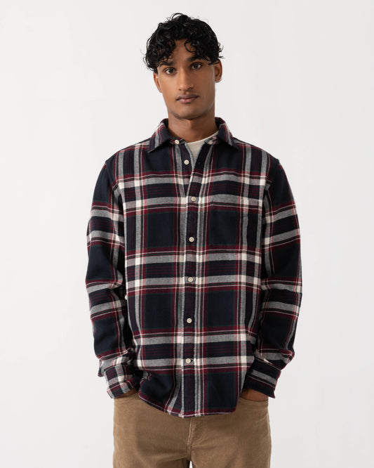 Front of the GANT Mens Regular Fit Flannel Check Shirt - 433 Evening Blue