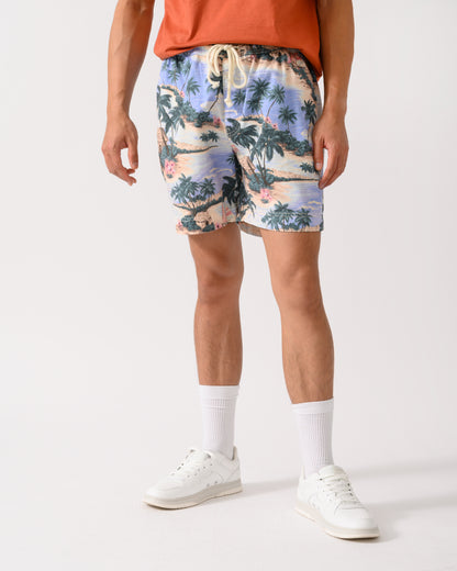 GANT Mens Regular Fit Printed Drawstring Shorts - 419 Perfect Blue