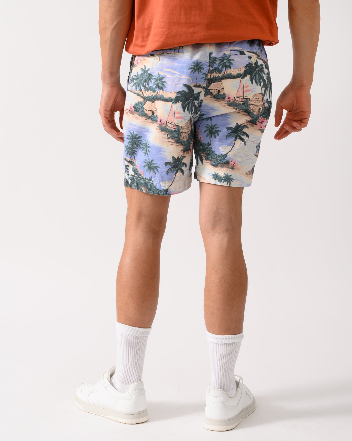 GANT Mens Regular Fit Printed Drawstring Shorts - 419 Perfect Blue