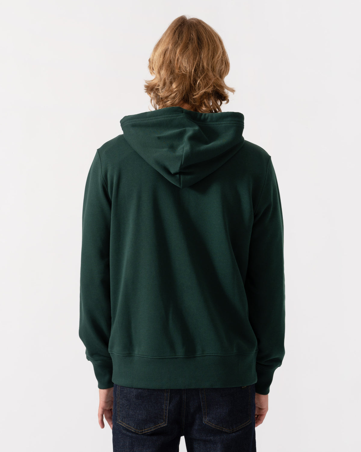 Back of the GANT Mens Regular Fit Shield Logo Full Zip Hoodie - 374 Tartan Green