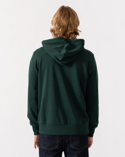 Back of the GANT Mens Regular Fit Shield Logo Full Zip Hoodie - 374 Tartan Green