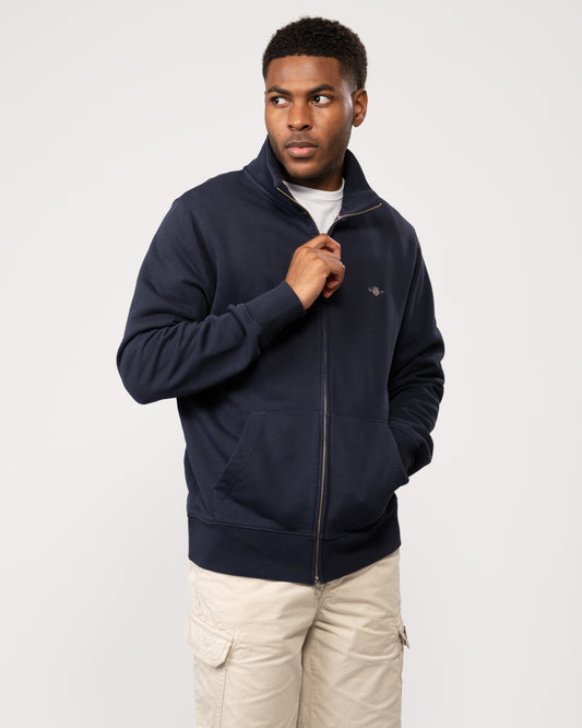 GANT Mens Regular Fit Shield Logo Full Zip Sweatshirt