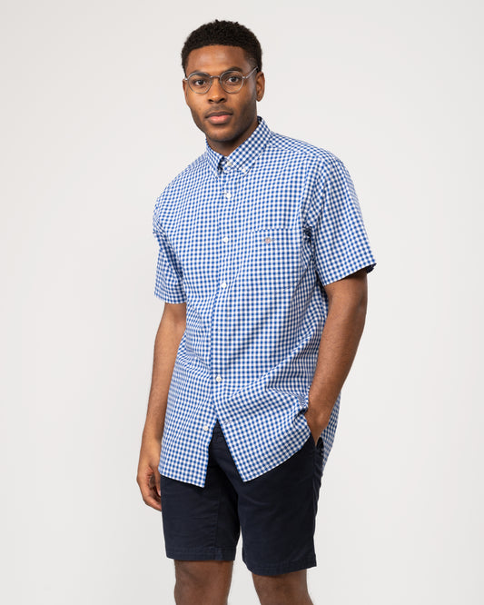 GANT Mens Regular Fit Short Sleeve Poplin Gingham Shirt
