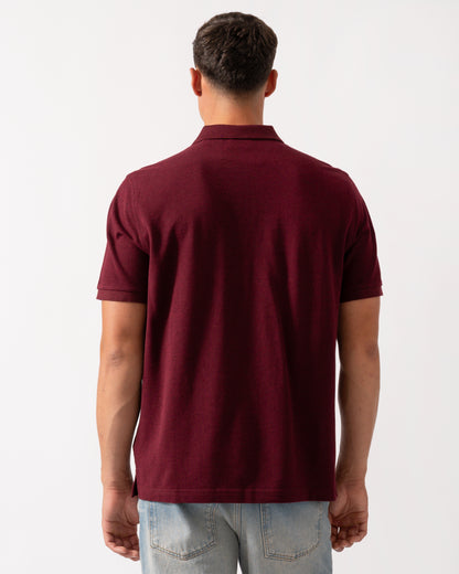 GANT Mens Regular Fit Short Sleeve Shield Logo Pique Polo - 677 Bordeaux Melange