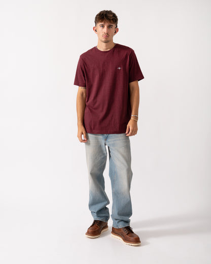 GANT Mens Regular Fit Short Sleeve Shield Logo T-Shirt - 677 Bordeaux Melange
