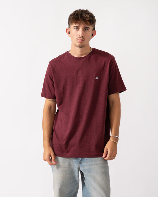 GANT Mens Regular Fit Short Sleeve Shield Logo T-Shirt - 677 Bordeaux Melange